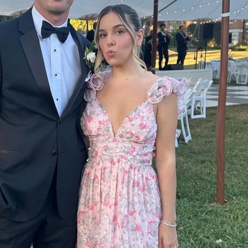 Shop akira dress RUNAWAY RUFFLE FLORAL MAXI DRESS work once to a wedding